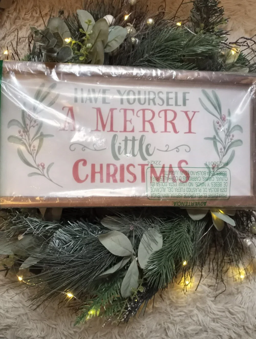 Merry Little Christmas Decorative Sign - Red and Green